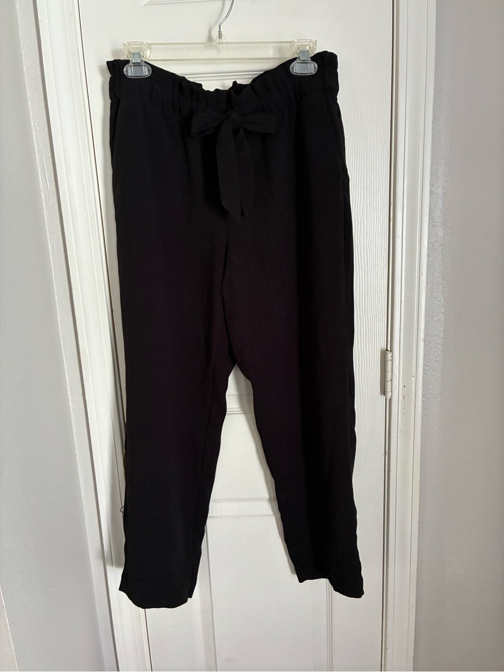 LOFT Black Elastic-Waist Trousers